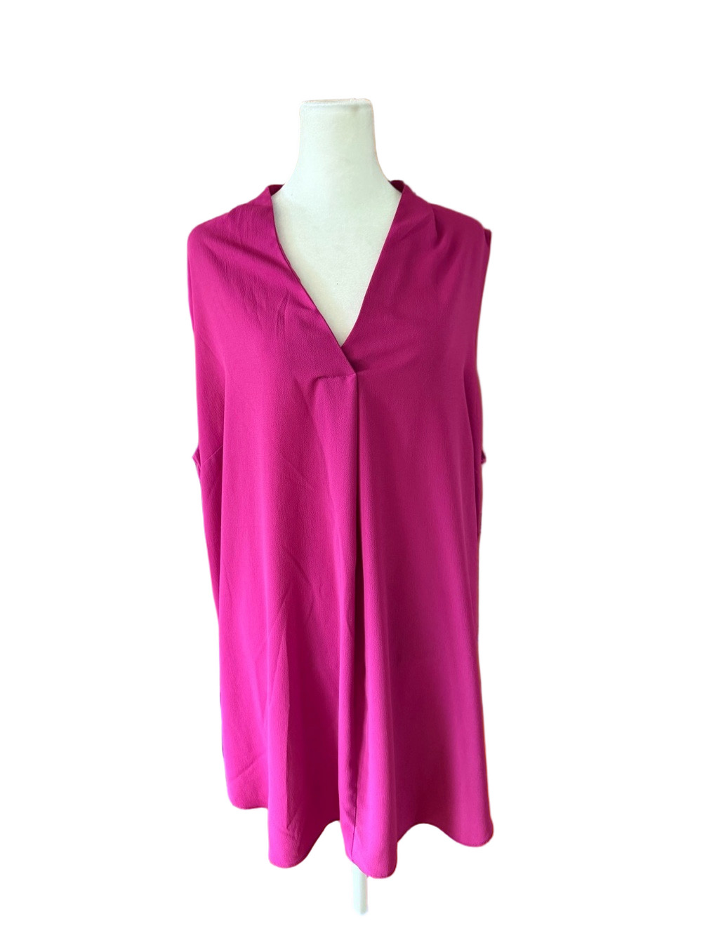 Worthington Woman Sleeveless V-Neck Tunic Top - Fuchsia Pink